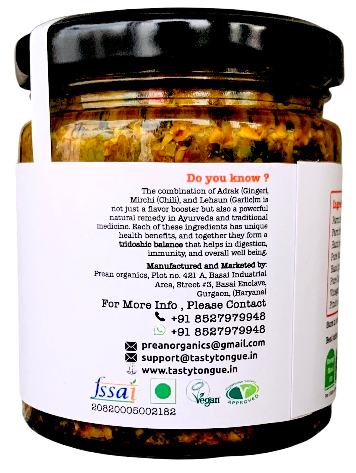 Artisanal Adrak, Mirchi, Lehsun ka Jwala Achar [Ginger, Green chilli and Garlic Jwala Pickle] | 200 Gms