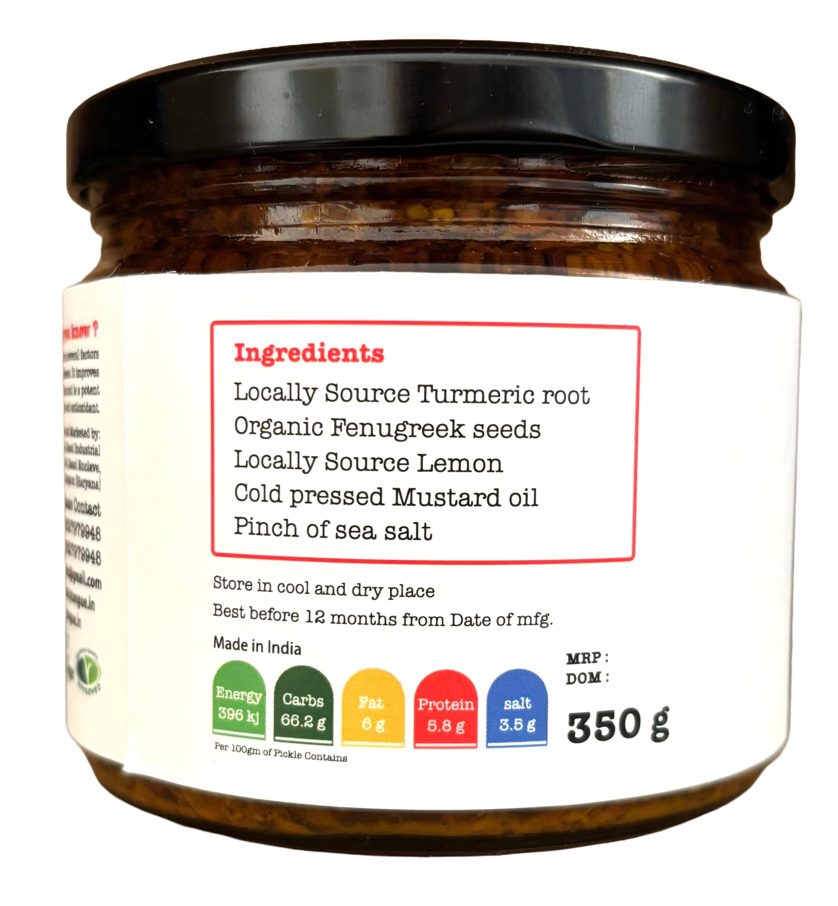 Homemade Organic Haldi Ka Achar [Turmeric pickle with Lemon decoction] |190 Gms, 350 Gms.