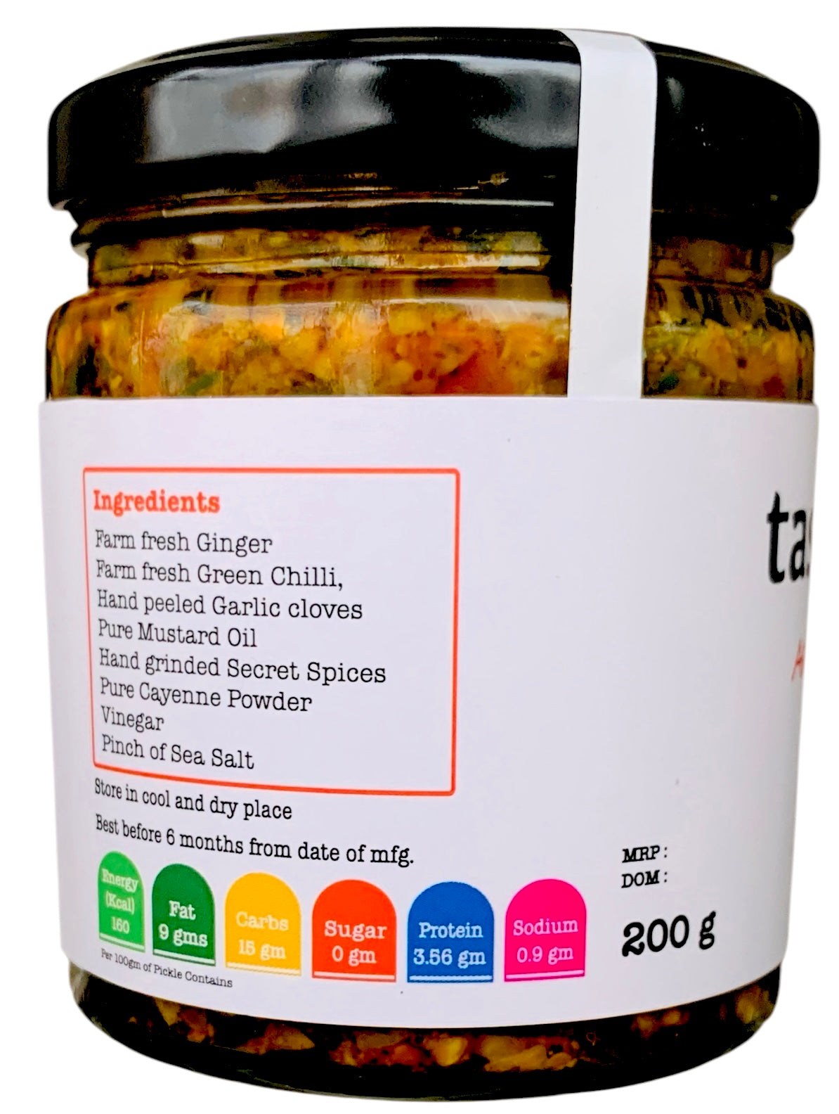 Artisanal Adrak, Mirchi, Lehsun ka Jwala Achar [Ginger, Green chilli and Garlic Jwala Pickle] | 200 Gms