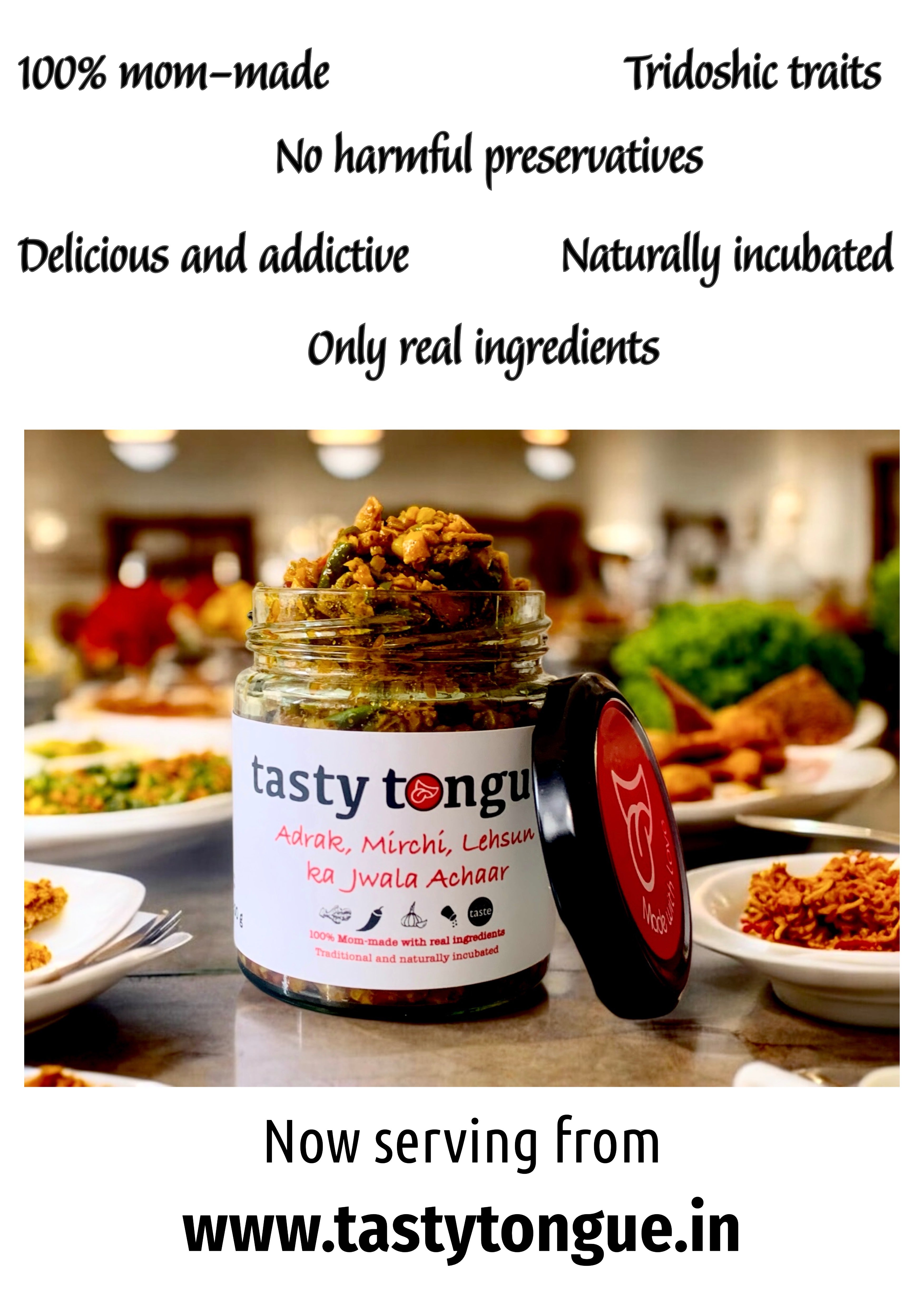 Artisanal Adrak, Mirchi, Lehsun ka Jwala Achar [Ginger, Green chilli and Garlic Jwala Pickle] | 200 Gms